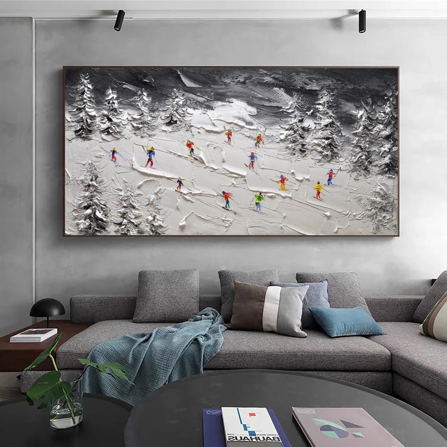 Skiing Sport Textured Wall Art #MS059