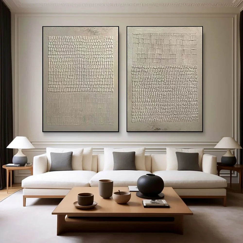 Beige Wabi Sabi Texture Canvas Art Set of 2 #WS045