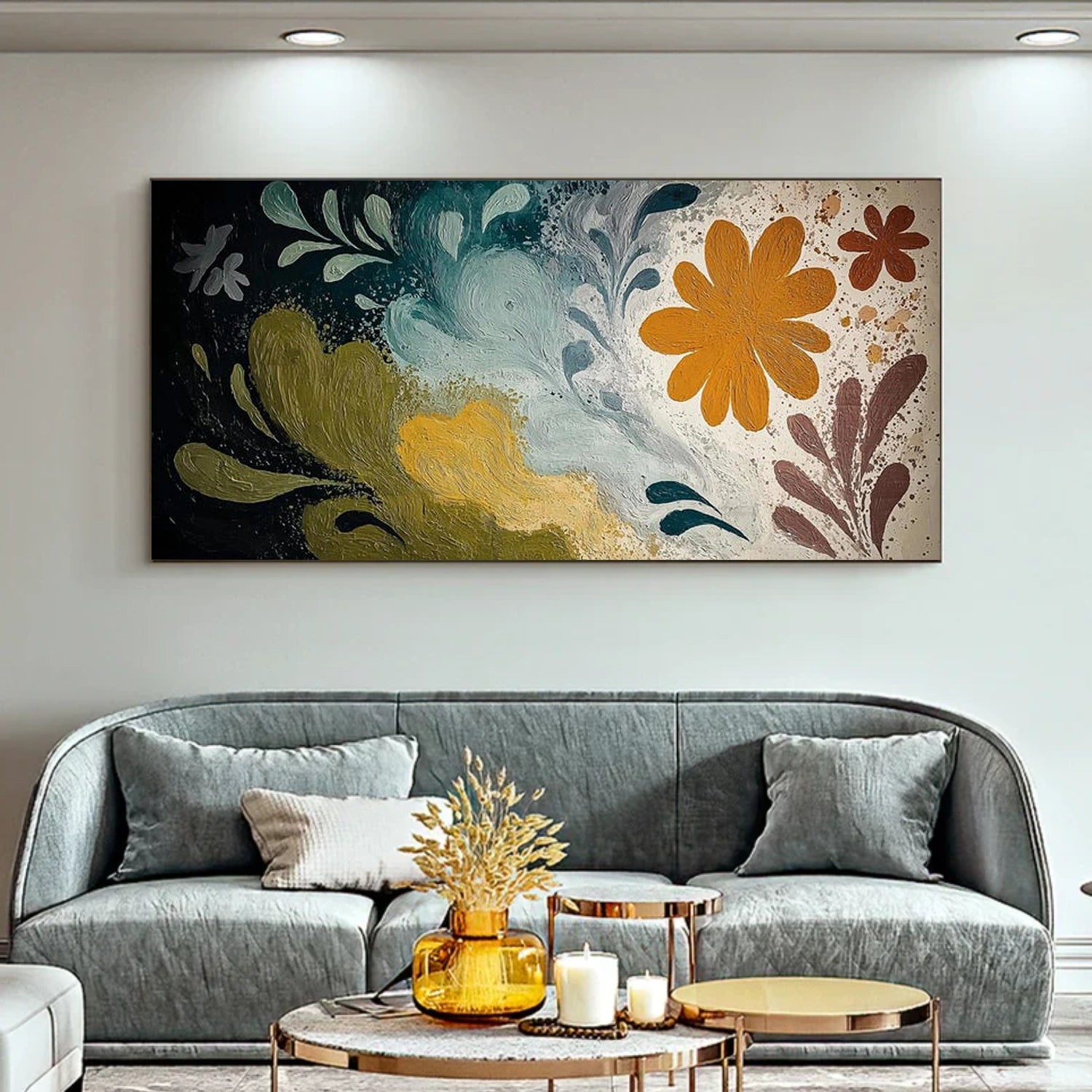 Flower And Tree Abstract Textured Painting Canvas #FT013