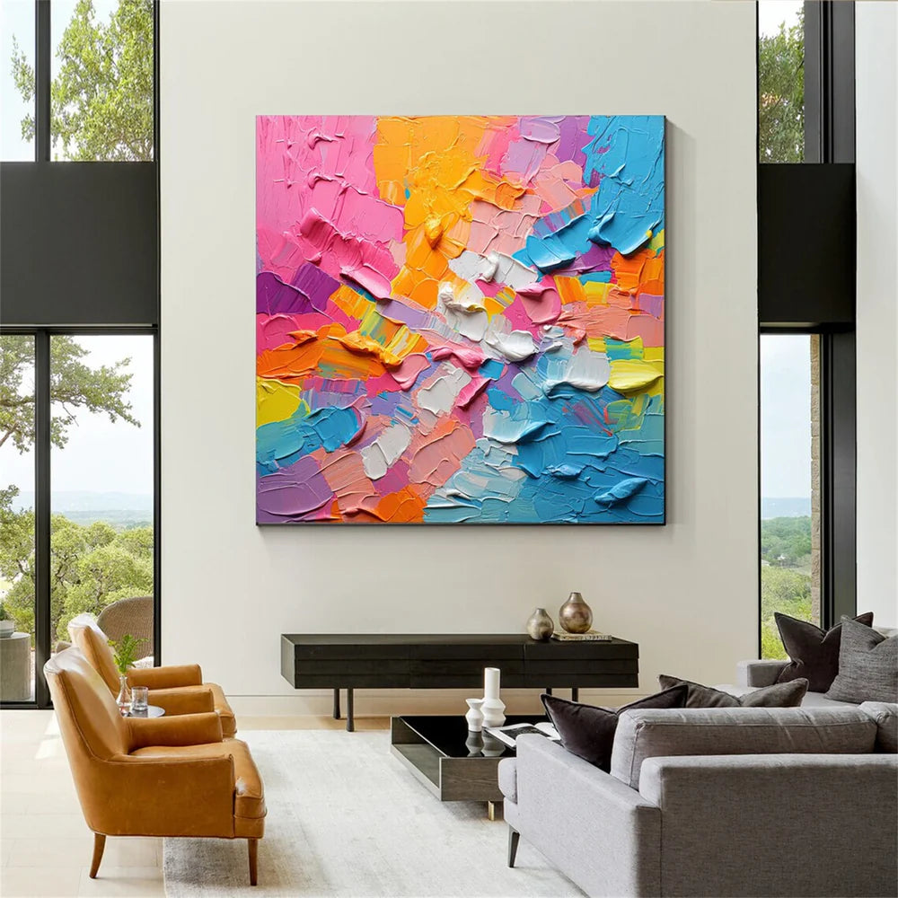 Colorful Abstract Textured Painting Canvas #AT071