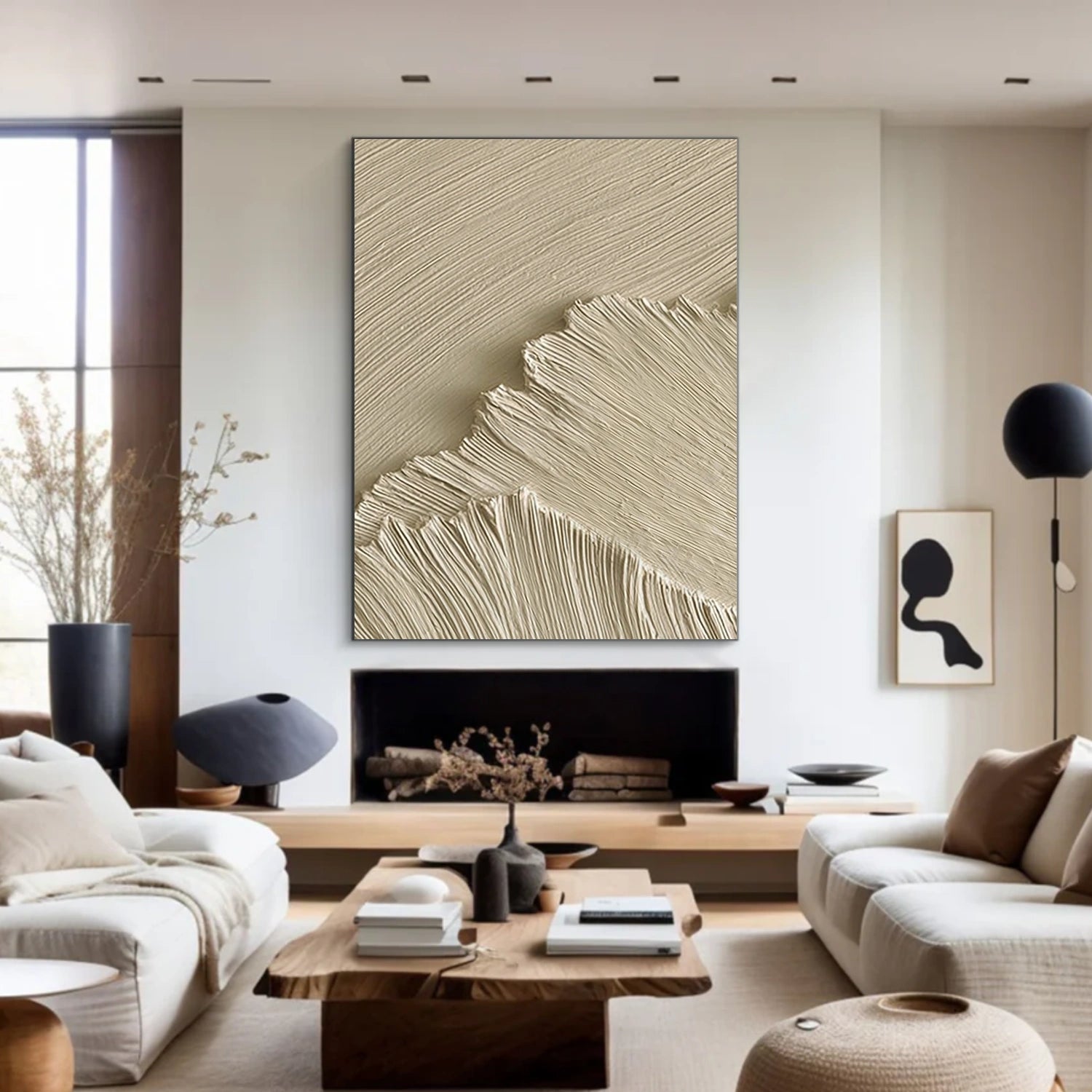 Beige Ocean Minimalist Textured Wall Art #OP055