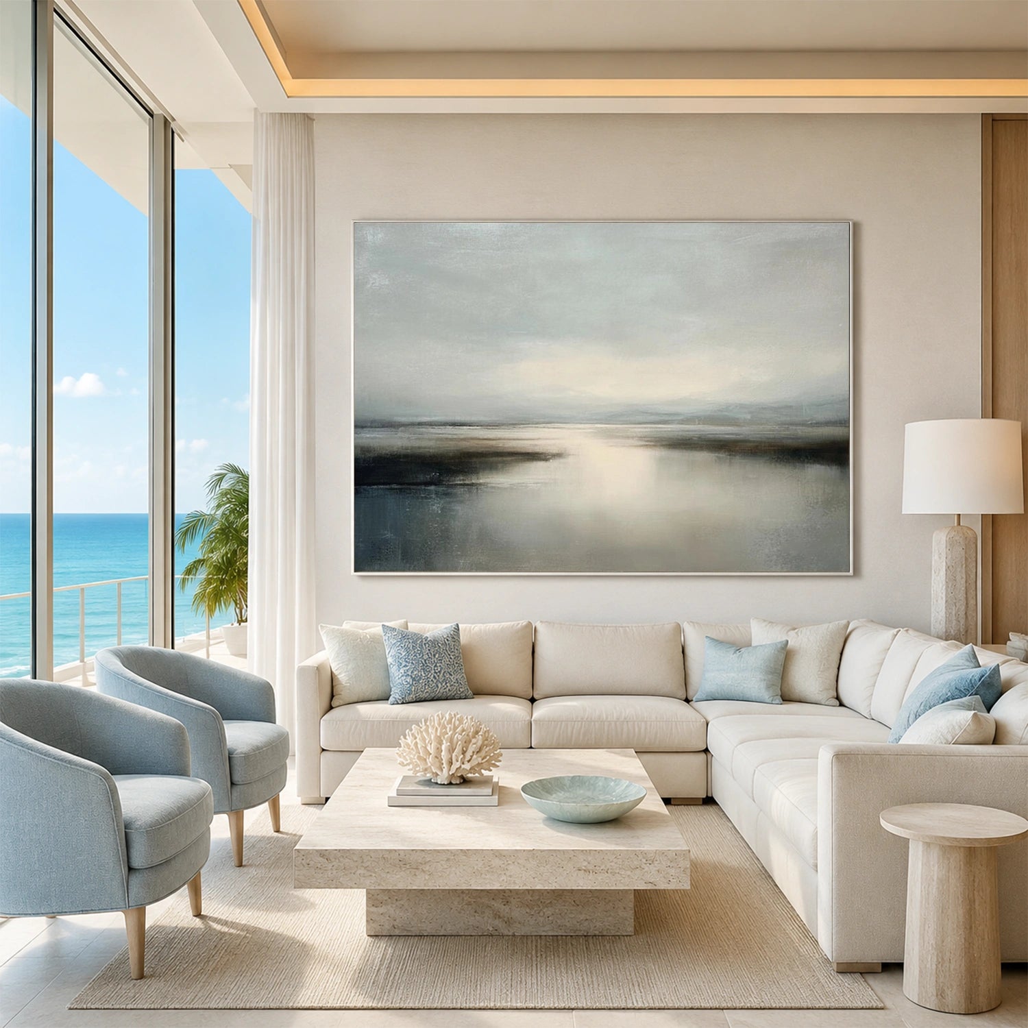 Ocean And Sky Abstract Wall Art #OS195