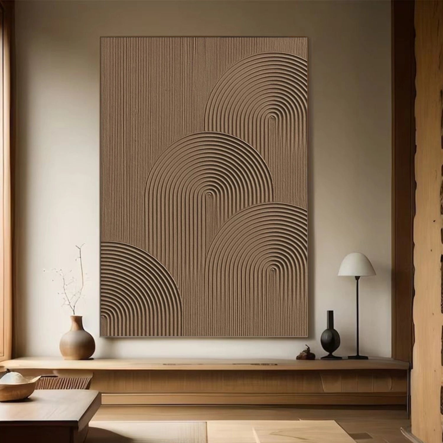Brown Minimalist Textured Canvas Art #MT135