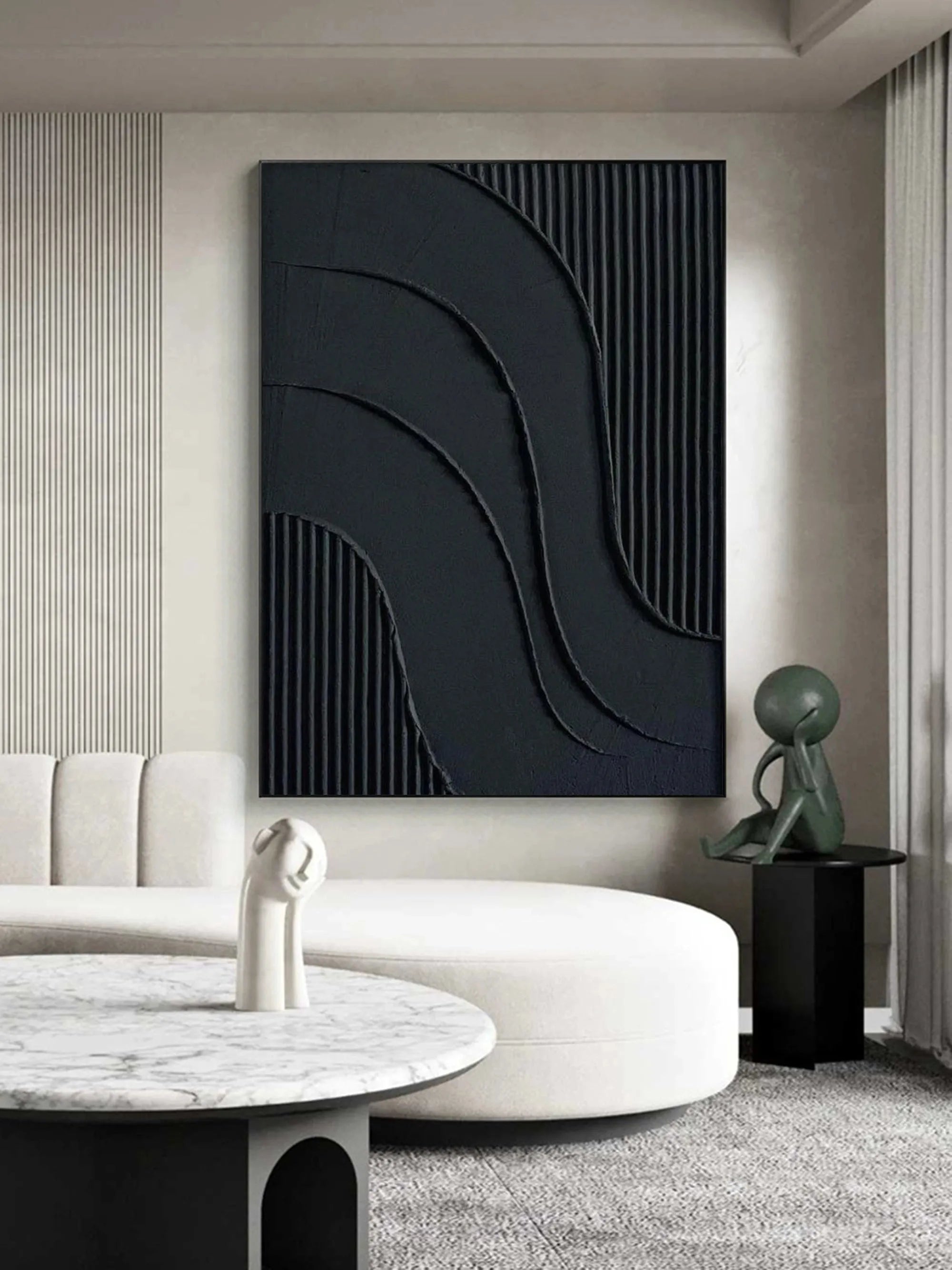 Black Minimalist Textured Canvas #MT063