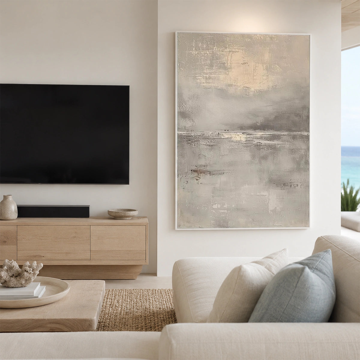Ocean And Sky Abstract Textured Wall Art #OS208