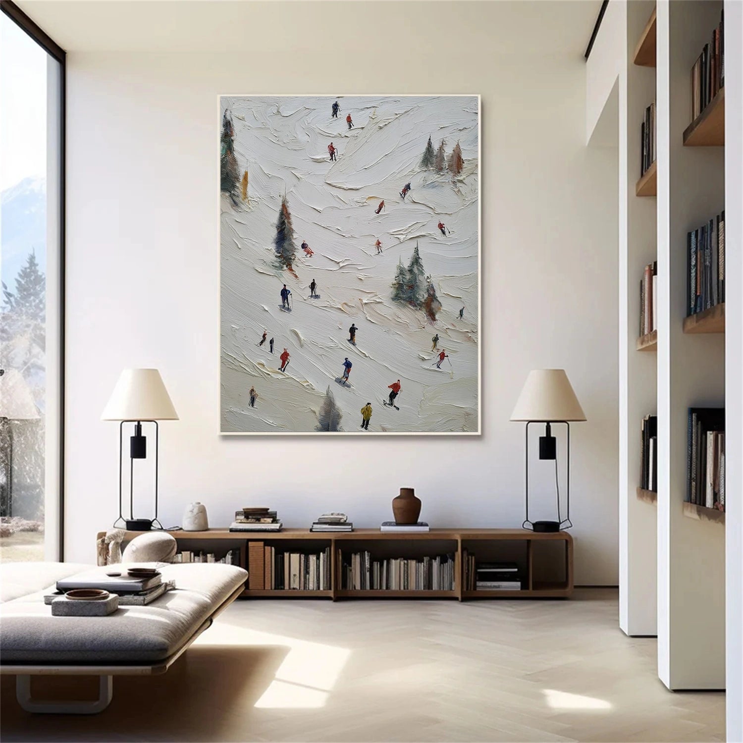 Skiing Sport Textured Wall Art #MS085