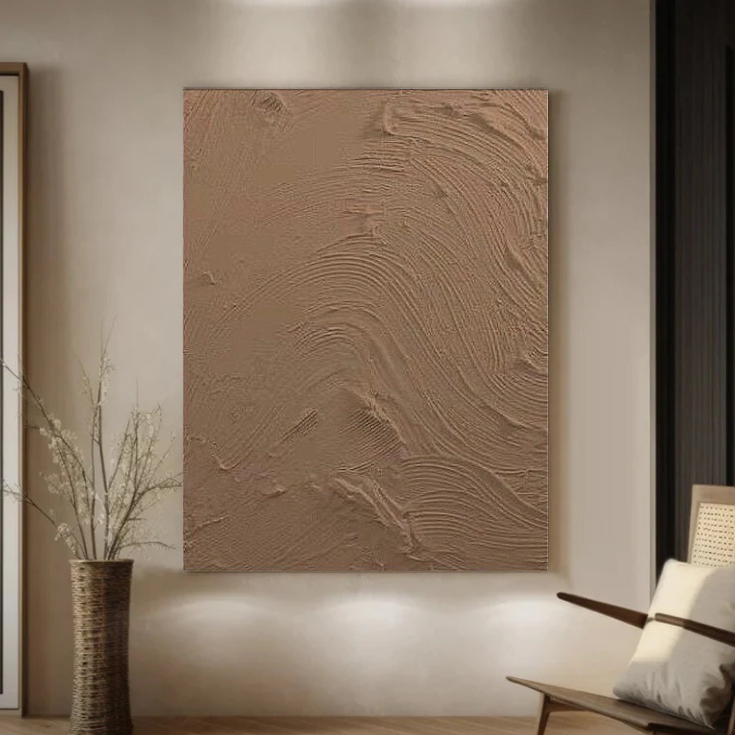 Brown Minimalist Textured Canvas Art #MT137