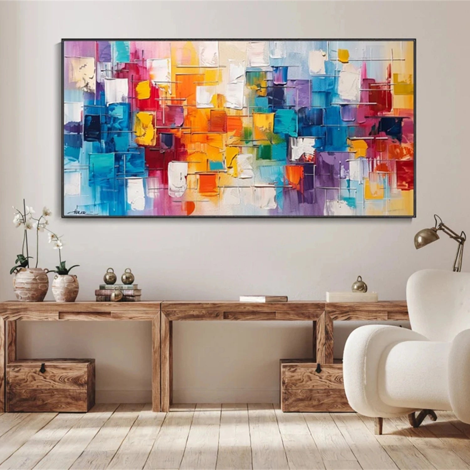 Colorful Abstract Textured Painting Canvas #AT080