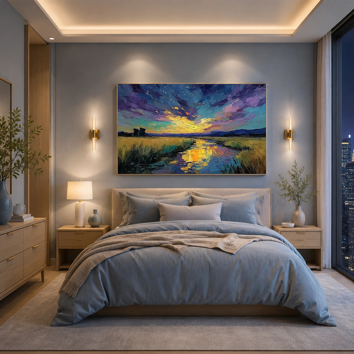 Ocean And Sky Abstract Textured Wall Art #OS226