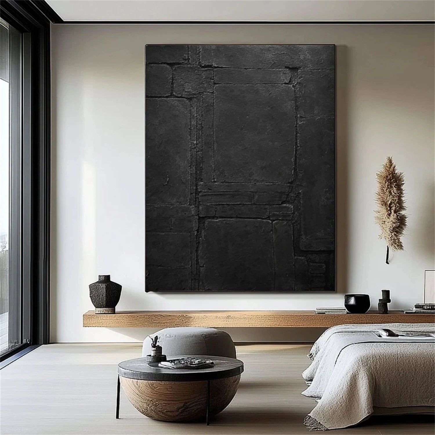 Black Minimalist Canvas Art #MT142