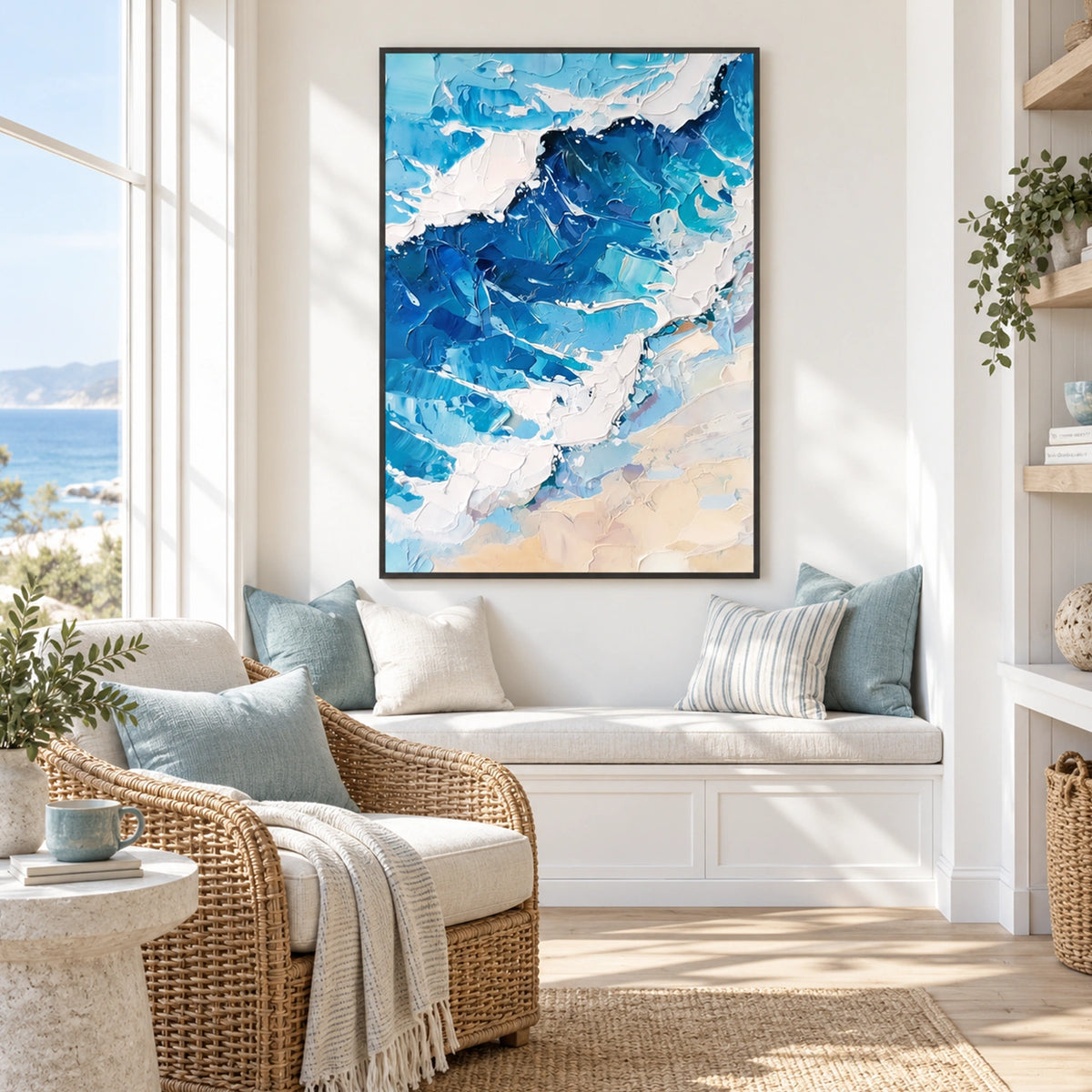 Ocean And Sky Abstract Textured Wall Art #OS220