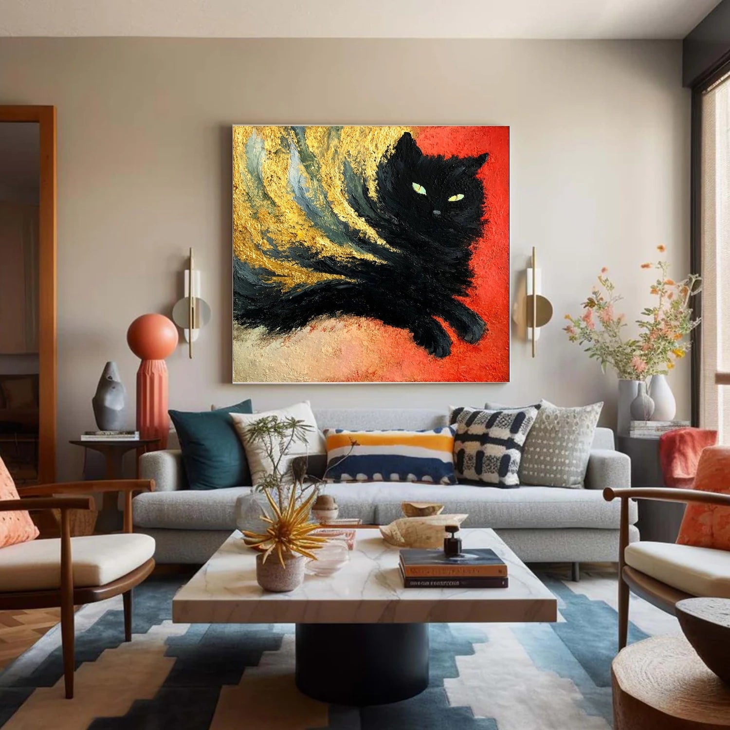 Abstract Animal Cat Wall Art #AC122