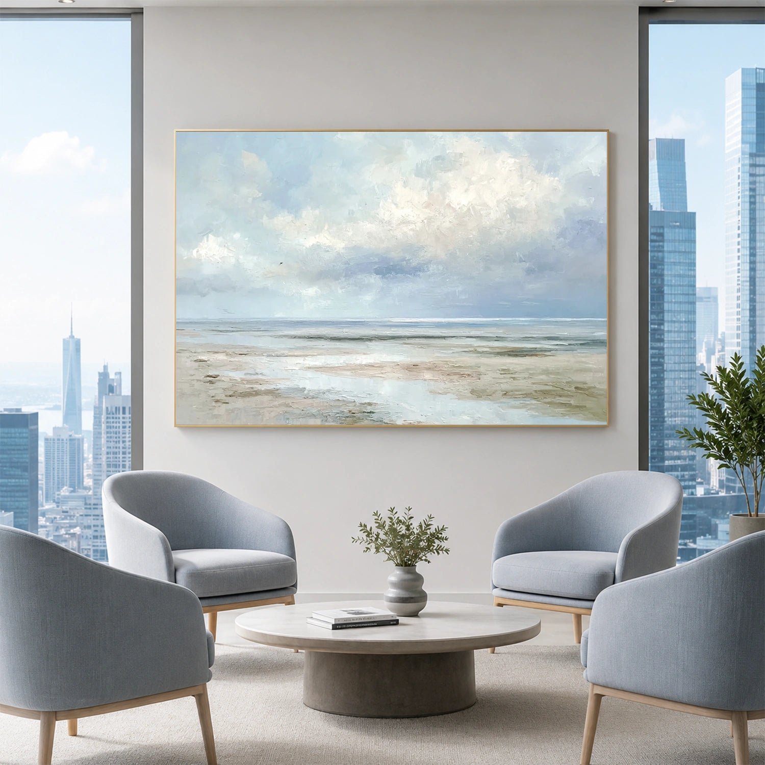 Ocean And Sky Abstract Textured Wall Art #OS185
