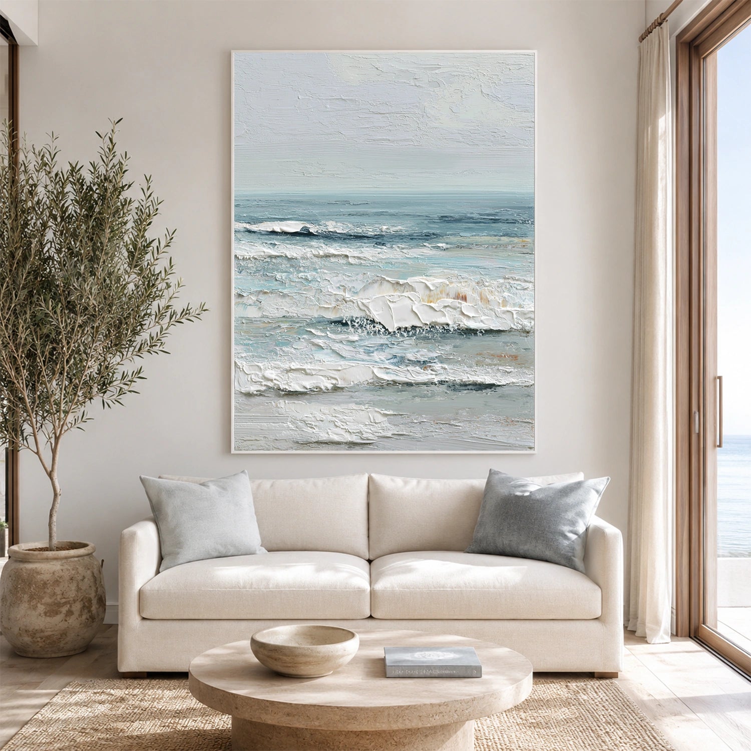 Ocean And Sky Abstract Textured Wall Art #OS190