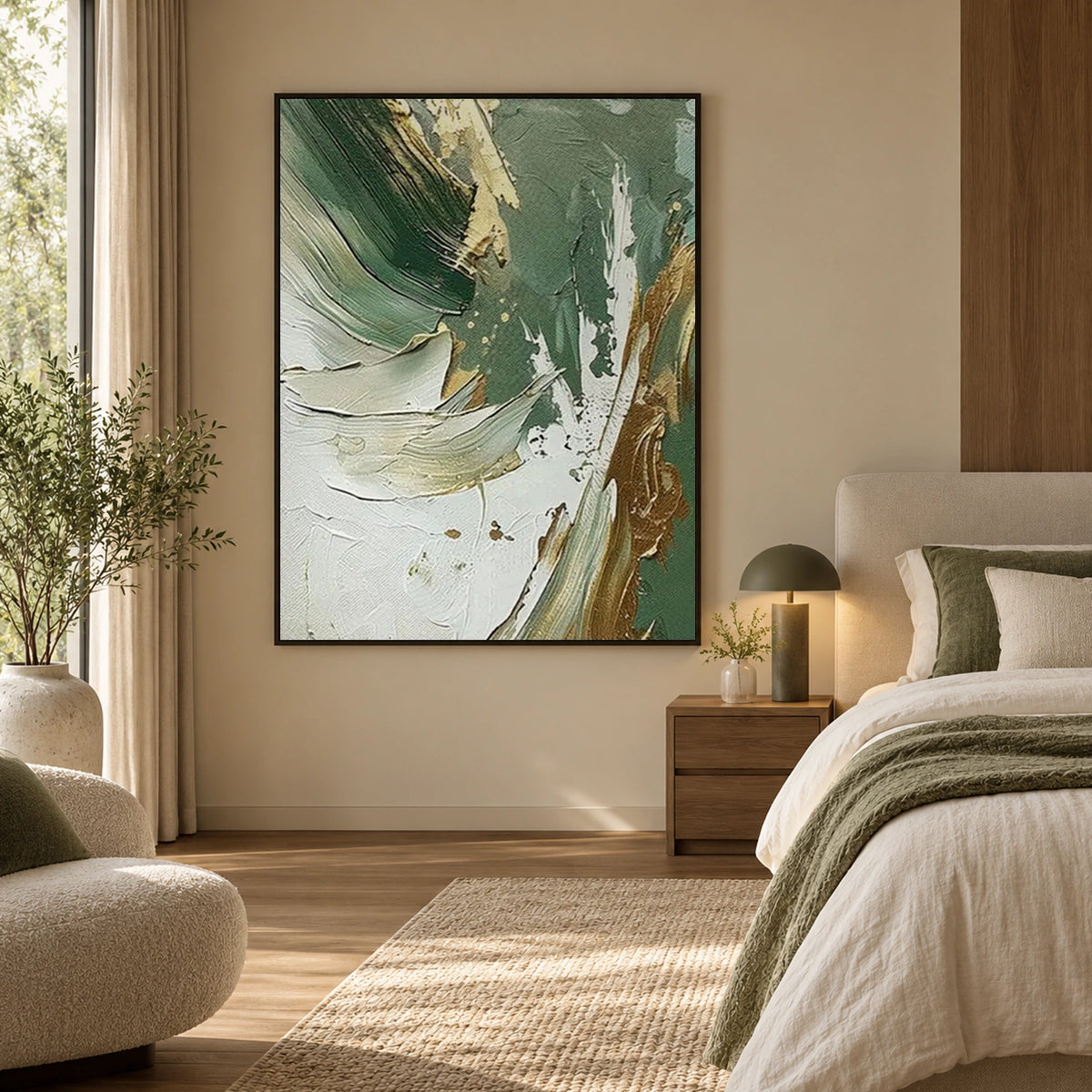 Green Minimalist Textured Canvas Art #MT220