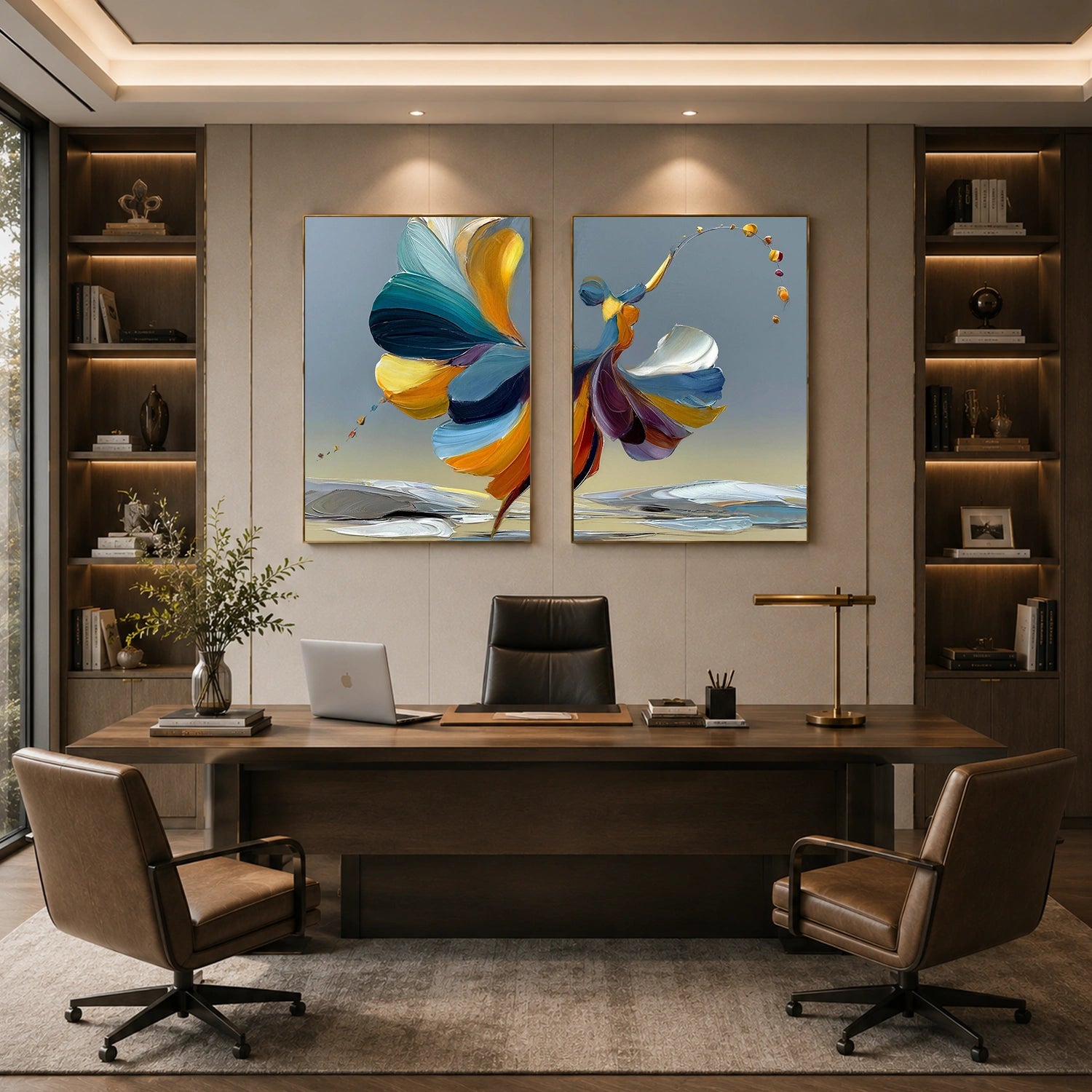 Abstract Portrait Textured Canvas Art Set of 2 #AE150
