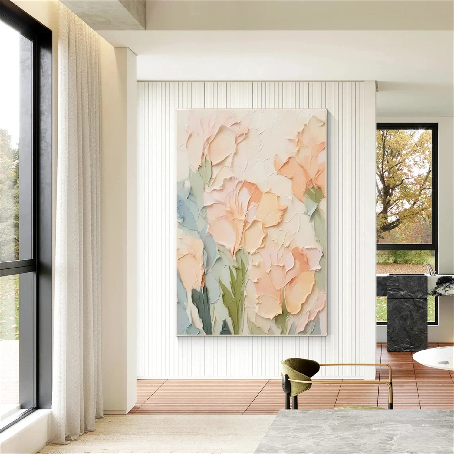 Colorful Flower Textured Painting Canvas #FP039