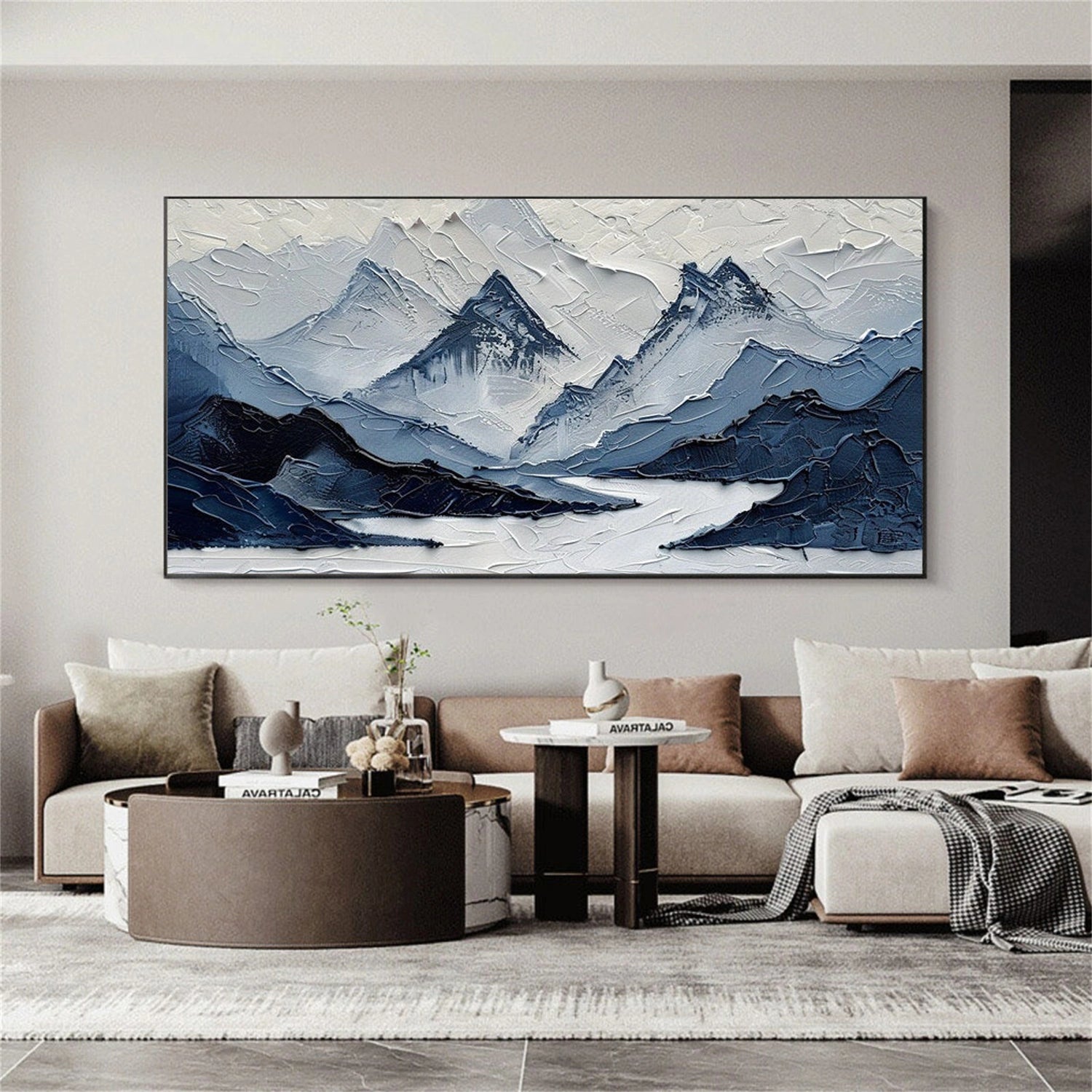 Abstract Mountain Textured Canvas Art #MO053