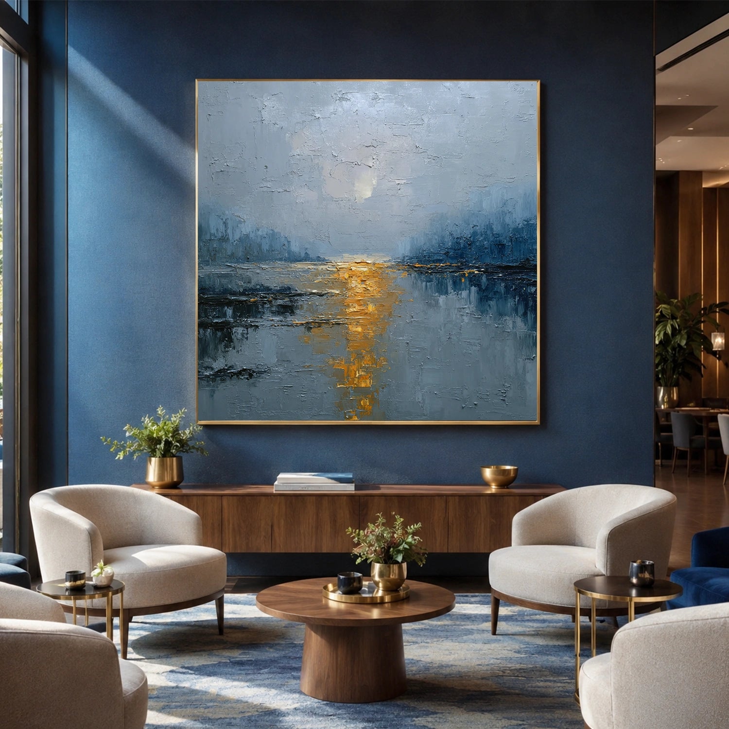Ocean And Sky Abstract Textured Wall Art #OS176