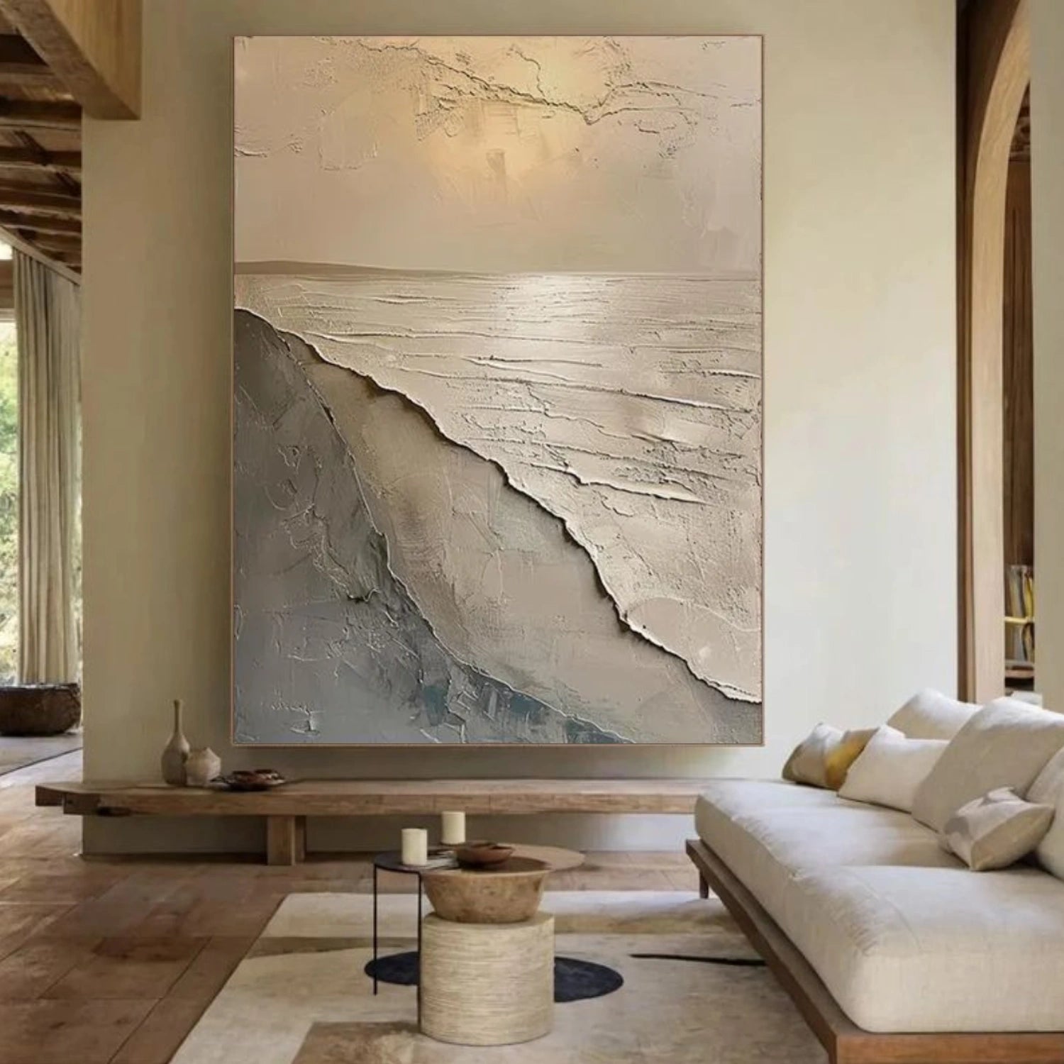 Ocean And Sky Abstract Textured Wall Art #OS075