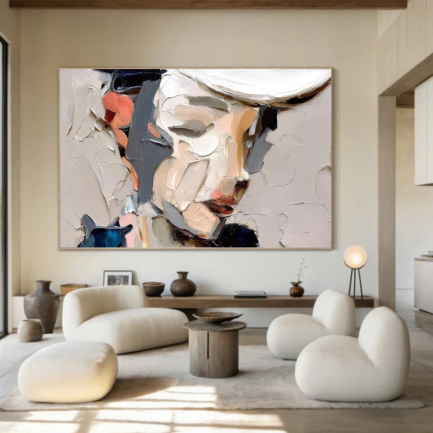 Abstract Portrait Textured Canvas Art #AE126