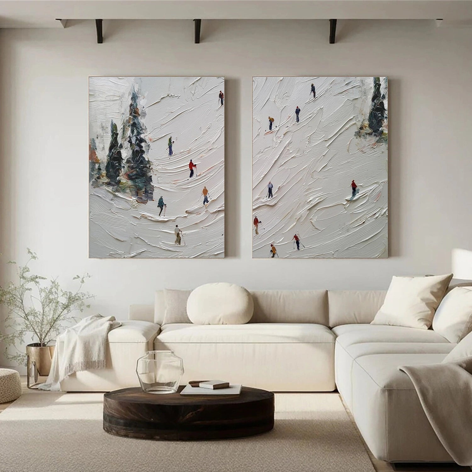 Skiing Sport Textured Wall Art Set of 2 #MS089