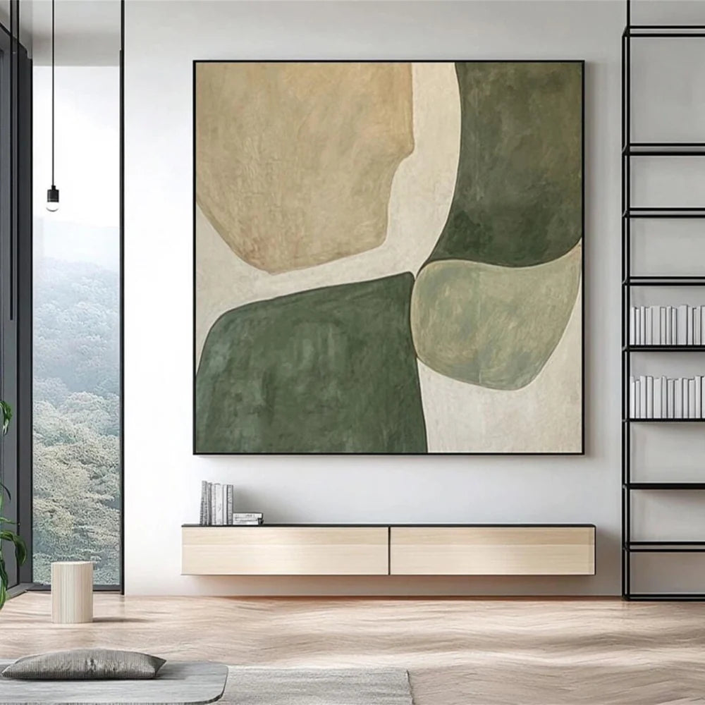 Green Minimalist Textured Painting Canvas #MT103