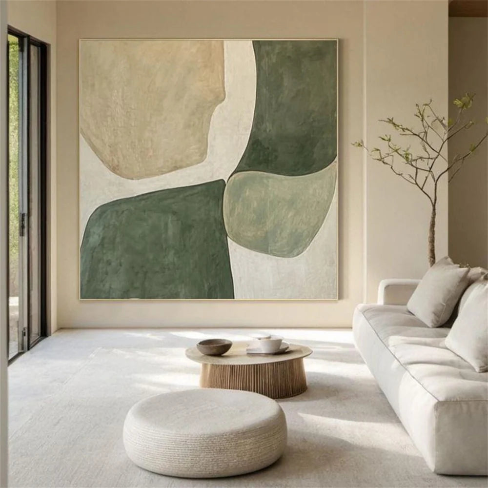 Green Minimalist Textured Painting Canvas #MT103