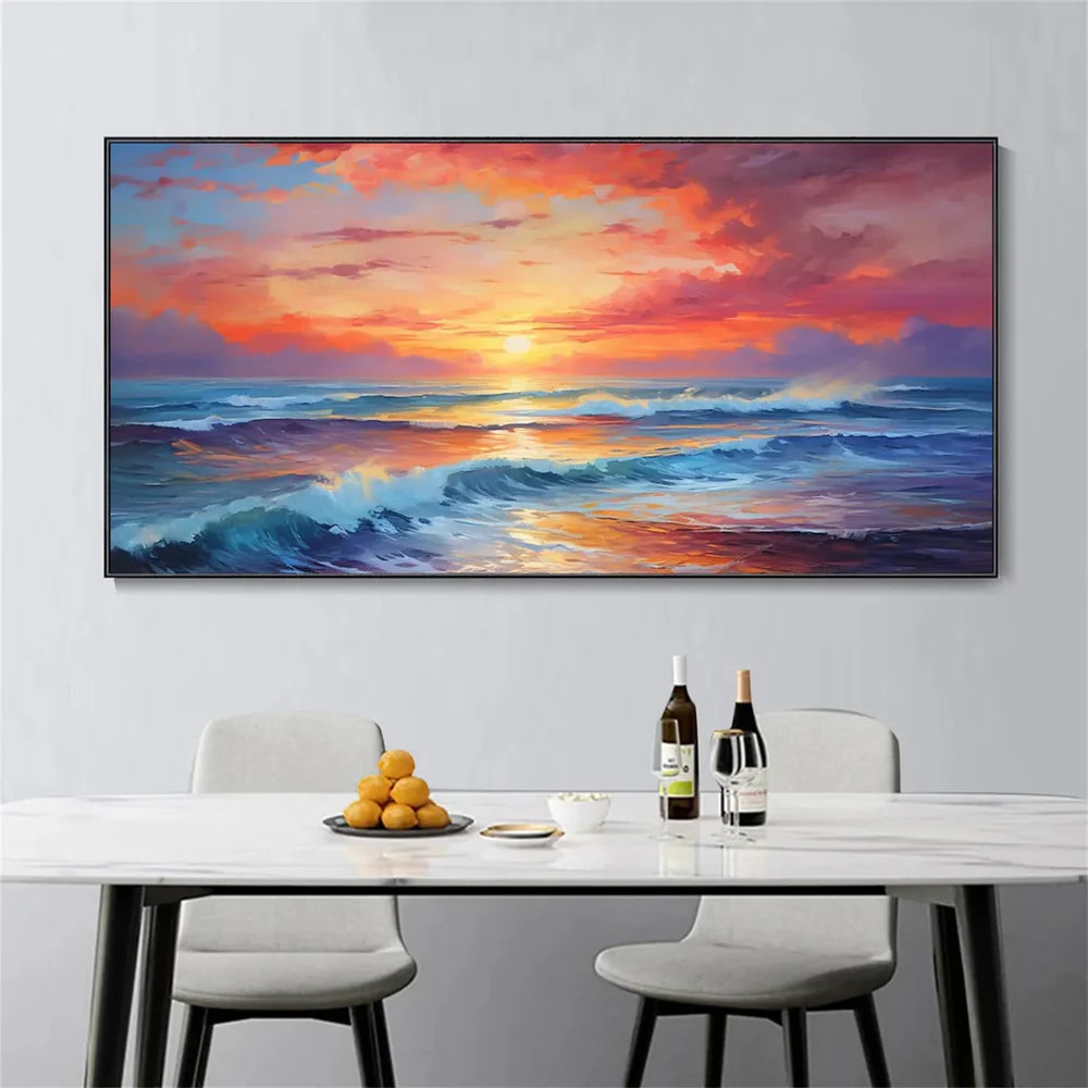 Colorful Ocean And Sky Textured Painting Canvas #OS009