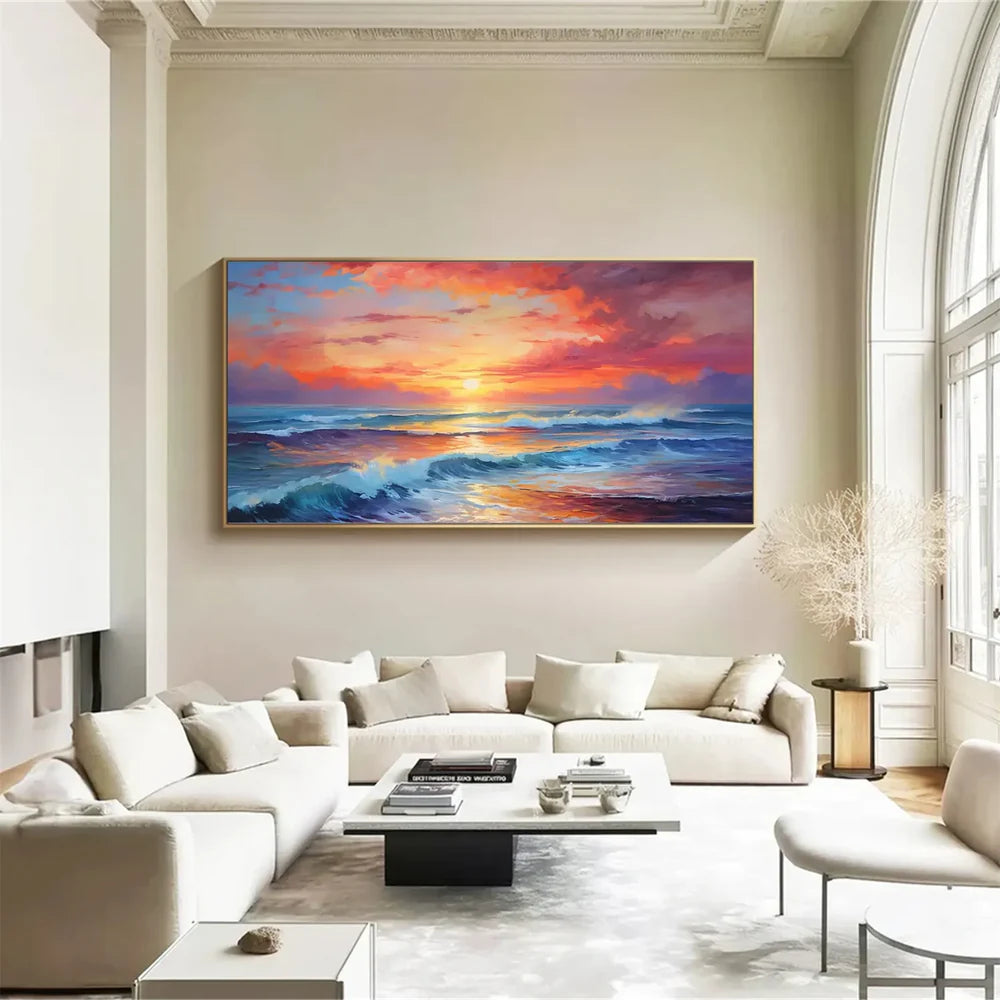 Colorful Ocean And Sky Textured Painting Canvas #OS009