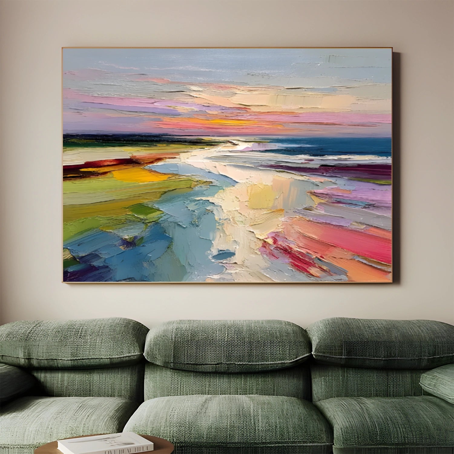 Colorful Ocean And Sky Abstract Textured Wall Art #OS134