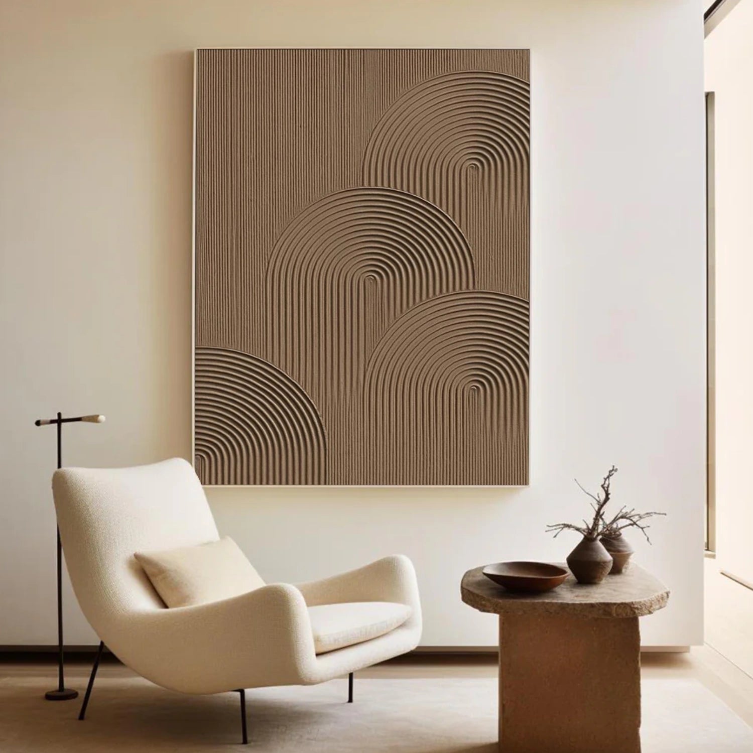 Brown Minimalist Textured Canvas Art #MT135