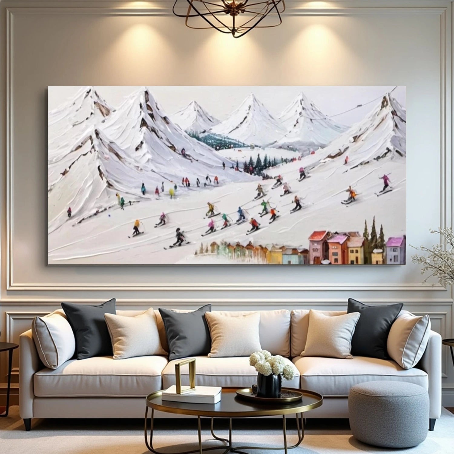 Skiing Sport Textured Wall Art #MS055