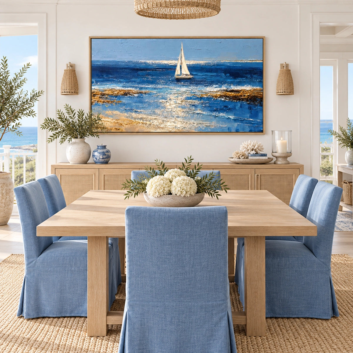 Ocean And Sky Abstract Textured Wall Art #OS215