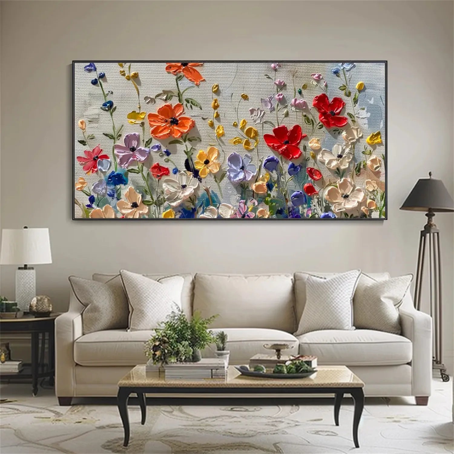 Colorful Flower Textured Painting Canvas #FP006