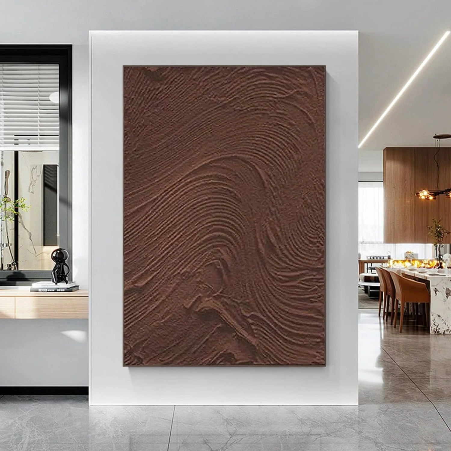 Brown Minimalist Textured Canvas Art #MT136