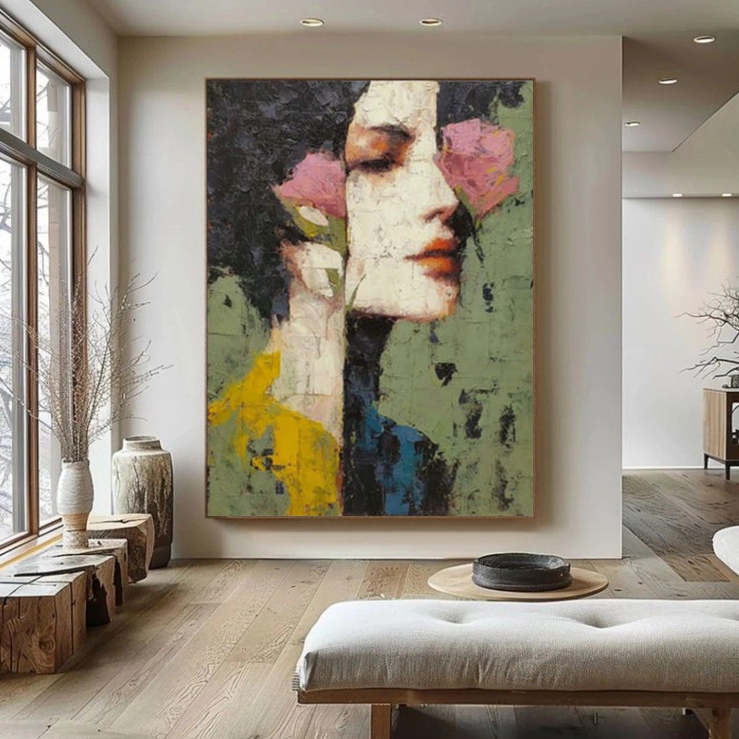 Abstract Portrait Textured Canvas Art #AE094