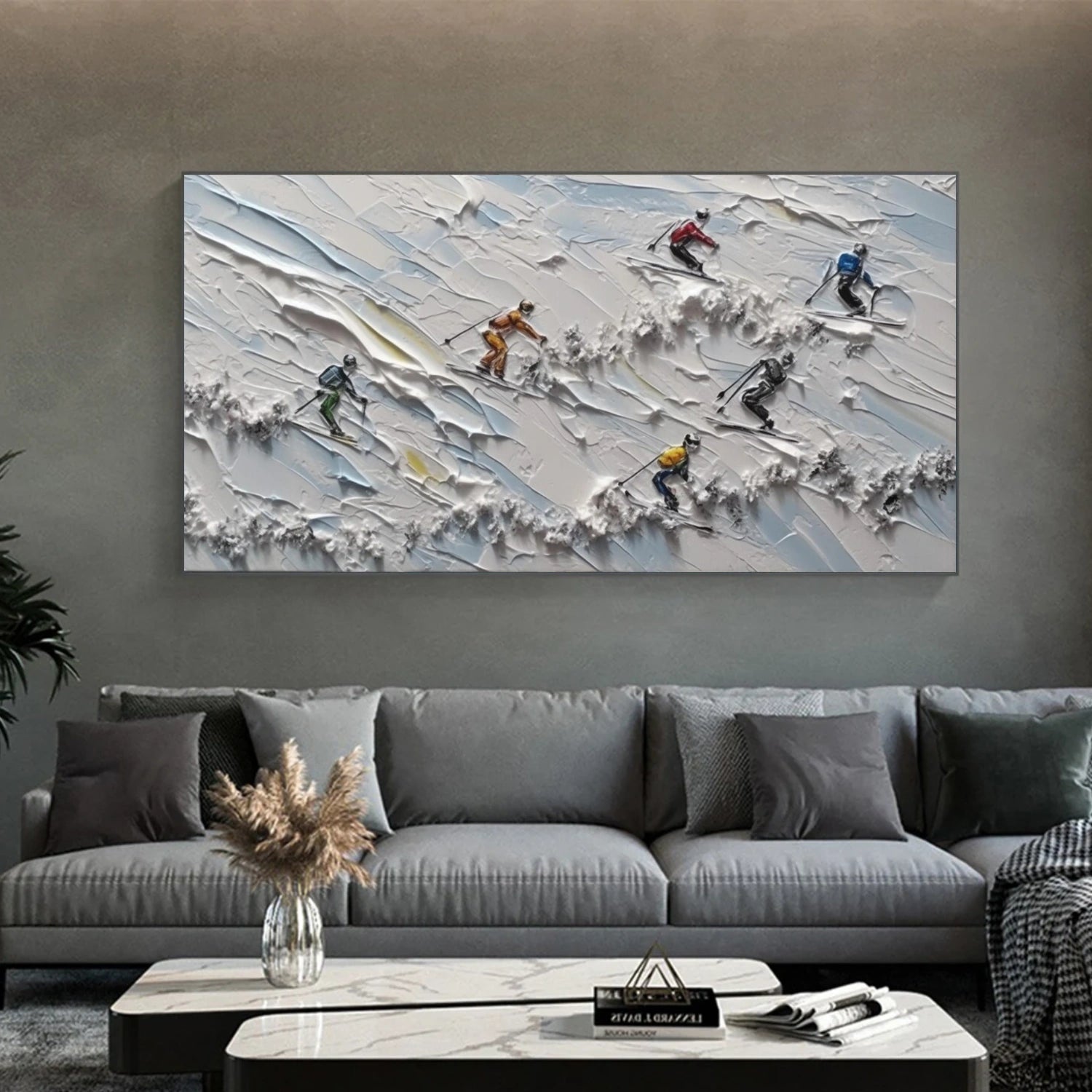 Skiing Sport Textured Wall Art #MS061