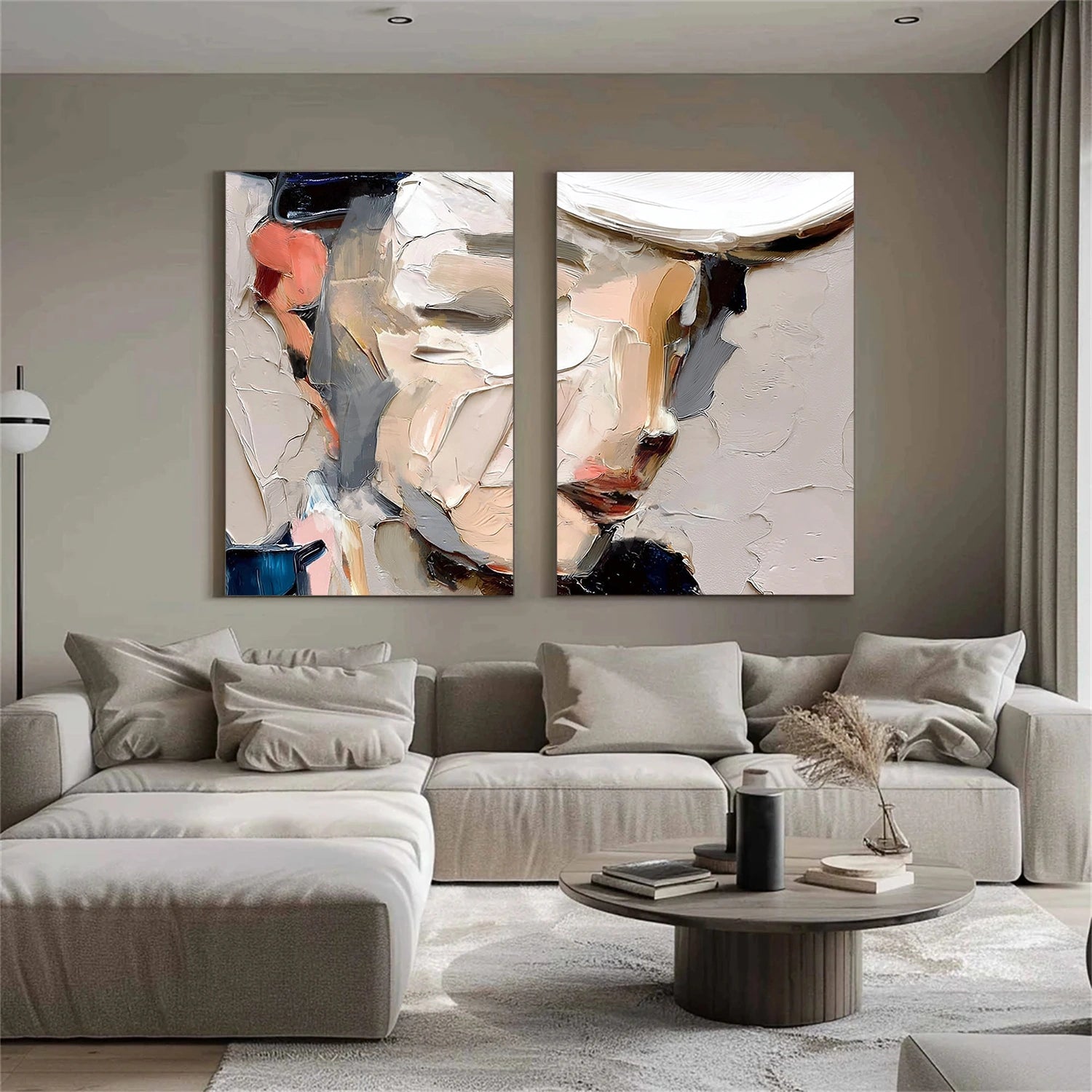 Abstract Portrait Textured Canvas Art Set of 2 #AE127