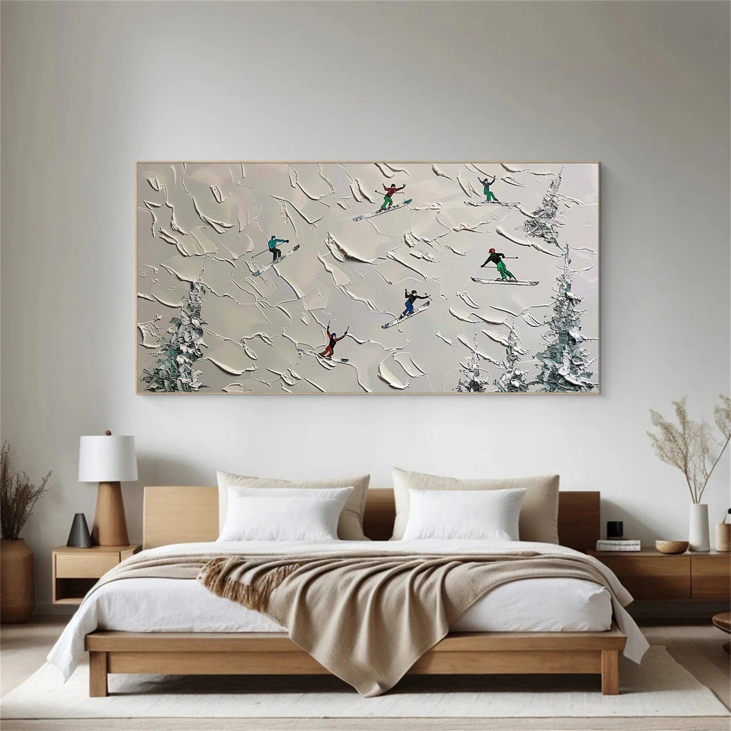 Skiing Sport Textured Wall Art #MS081