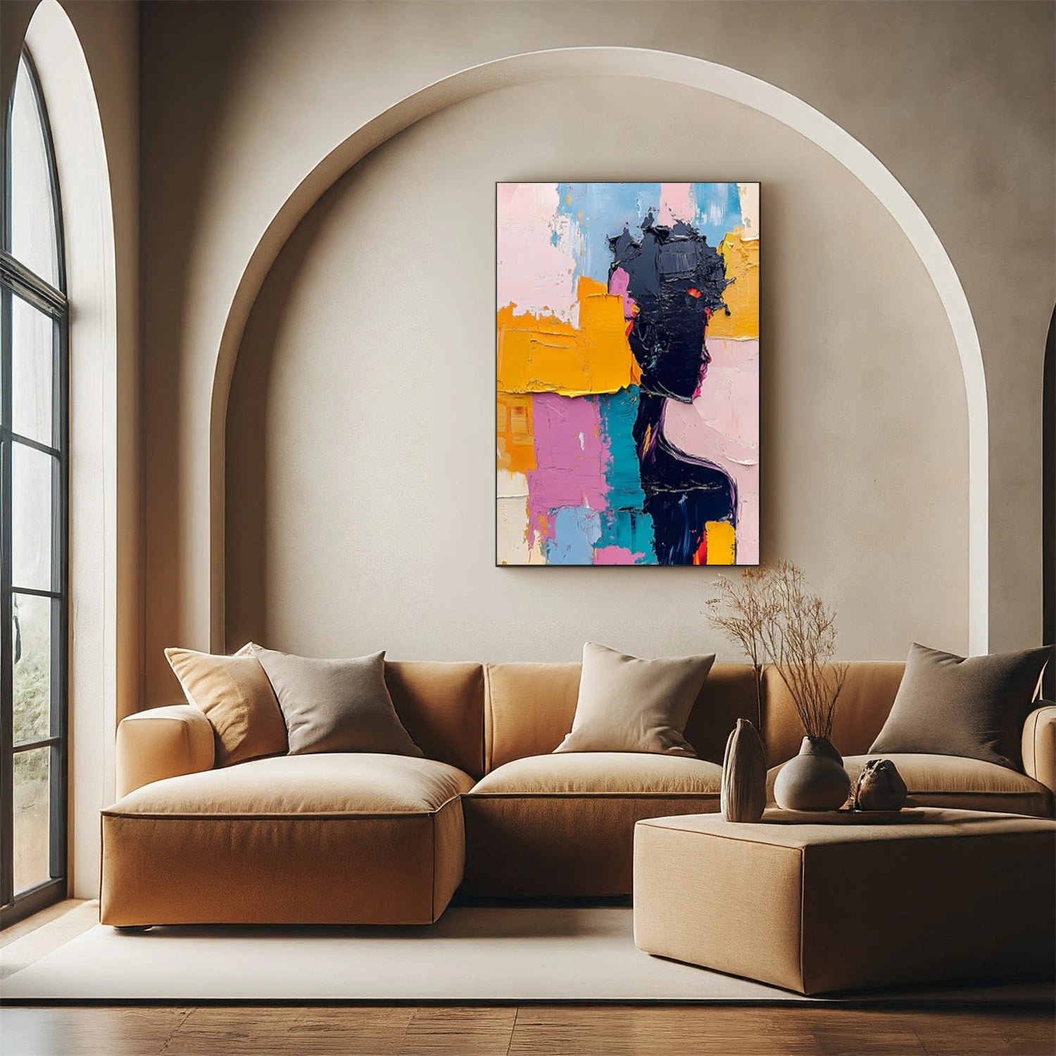 Abstract Portrait Textured Canvas Art #AE043