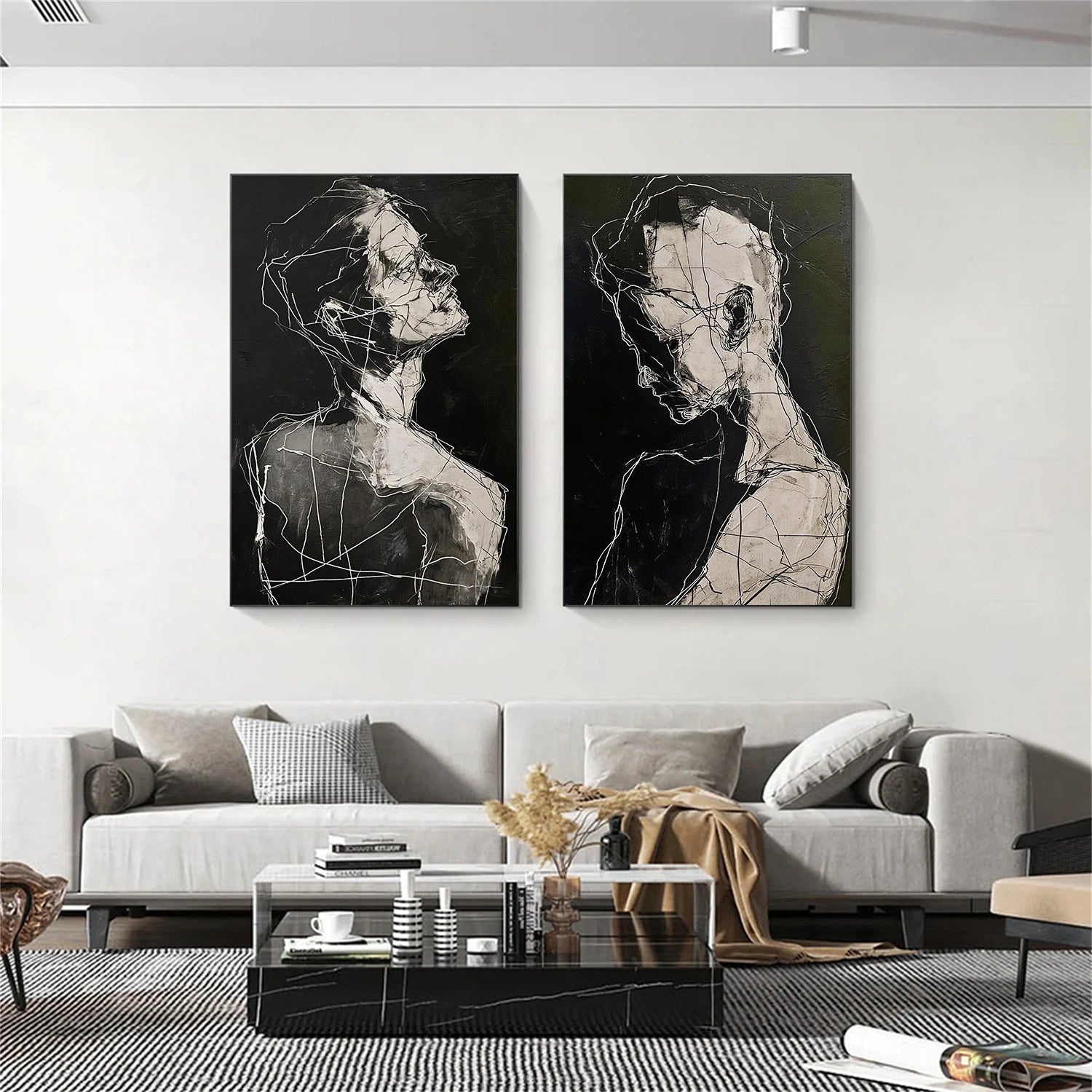 Abstract Portrait Canvas Art Set of 2#AE115