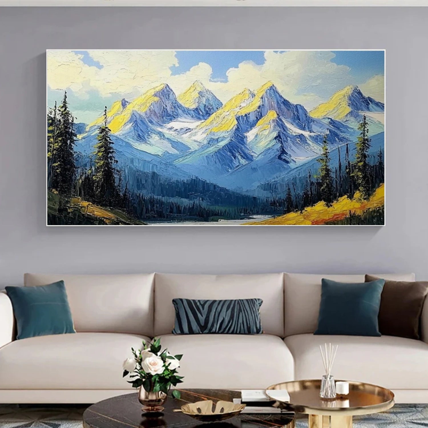 Abstract Mountain Textured Canvas Art #MO022