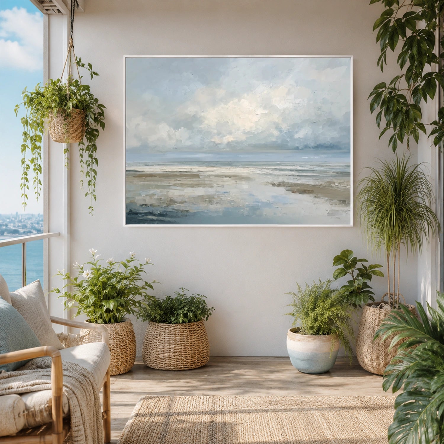 Ocean And Sky Abstract Textured Wall Art #OS184