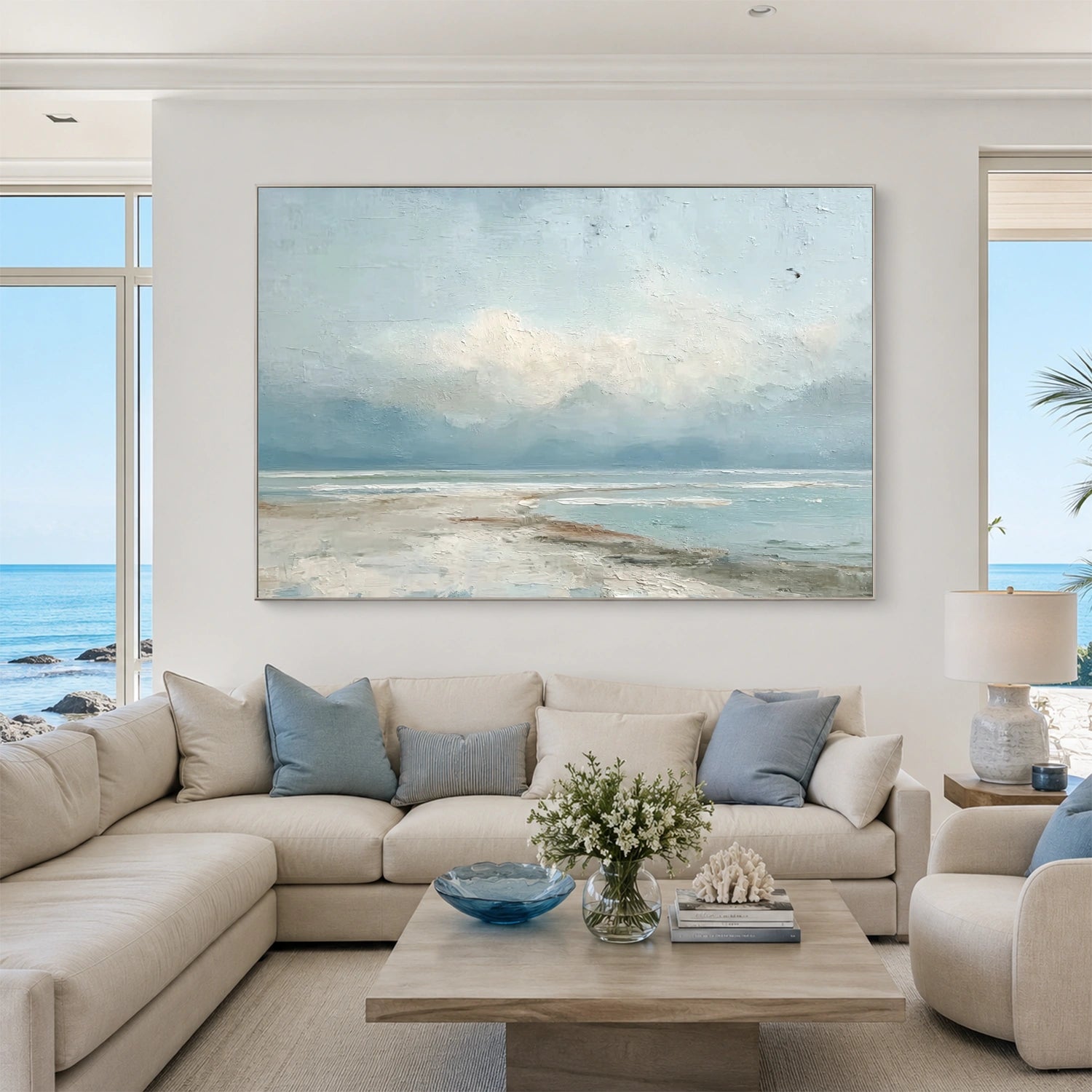 Ocean And Sky Abstract Textured Wall Art #OS181