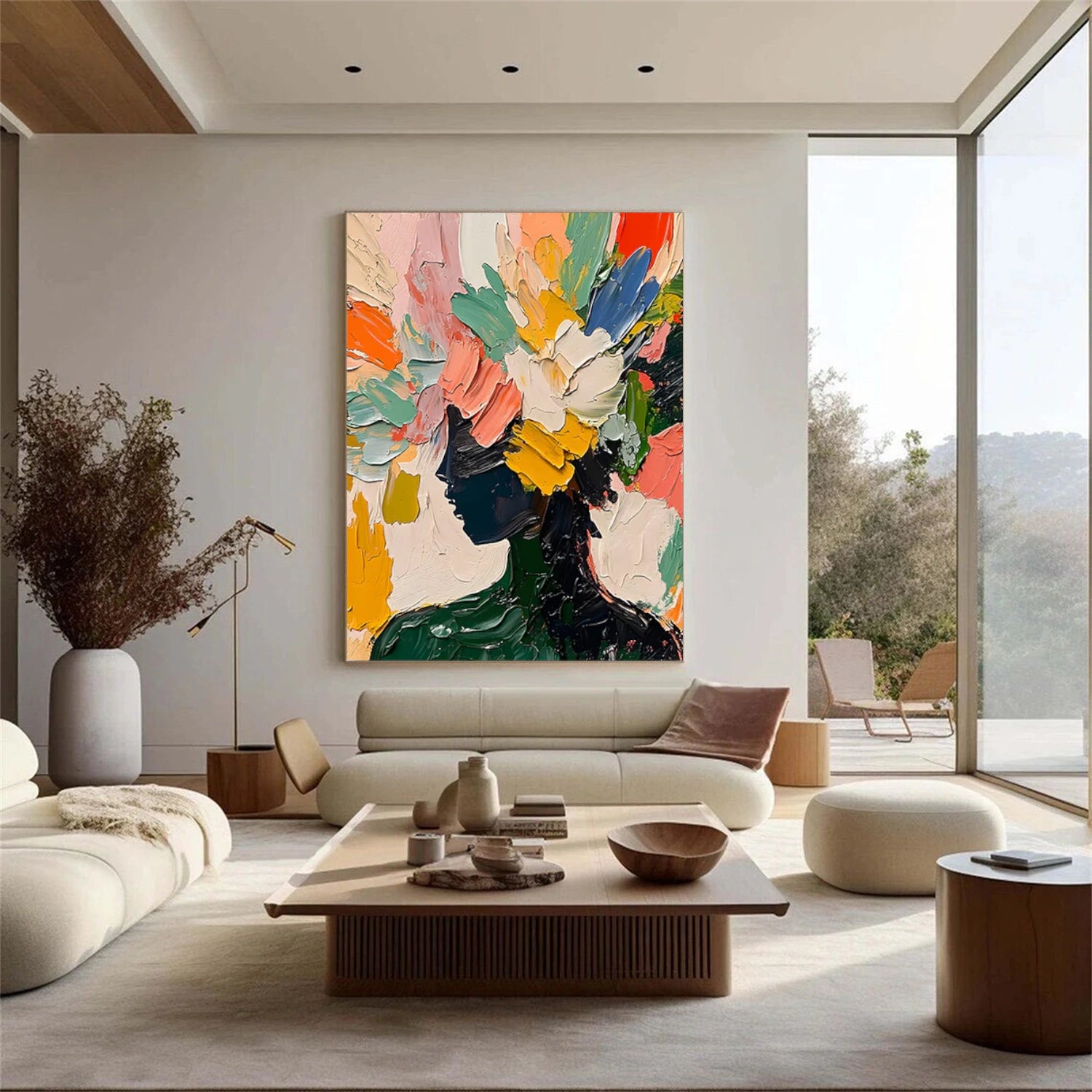 Abstract Portrait Textured Canvas Art #AE044