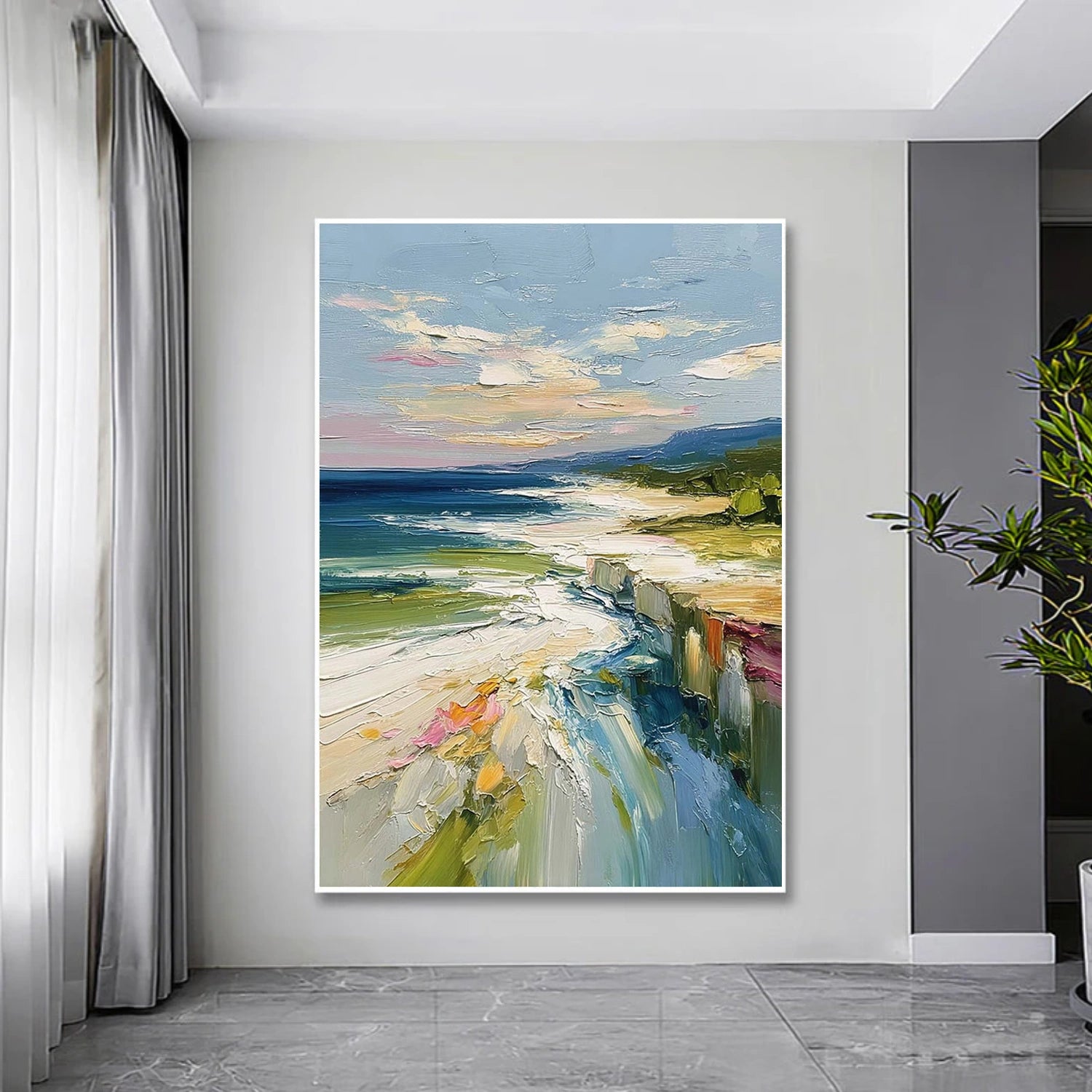 Ocean And Sky Abstract Textured Wall Art #OS148