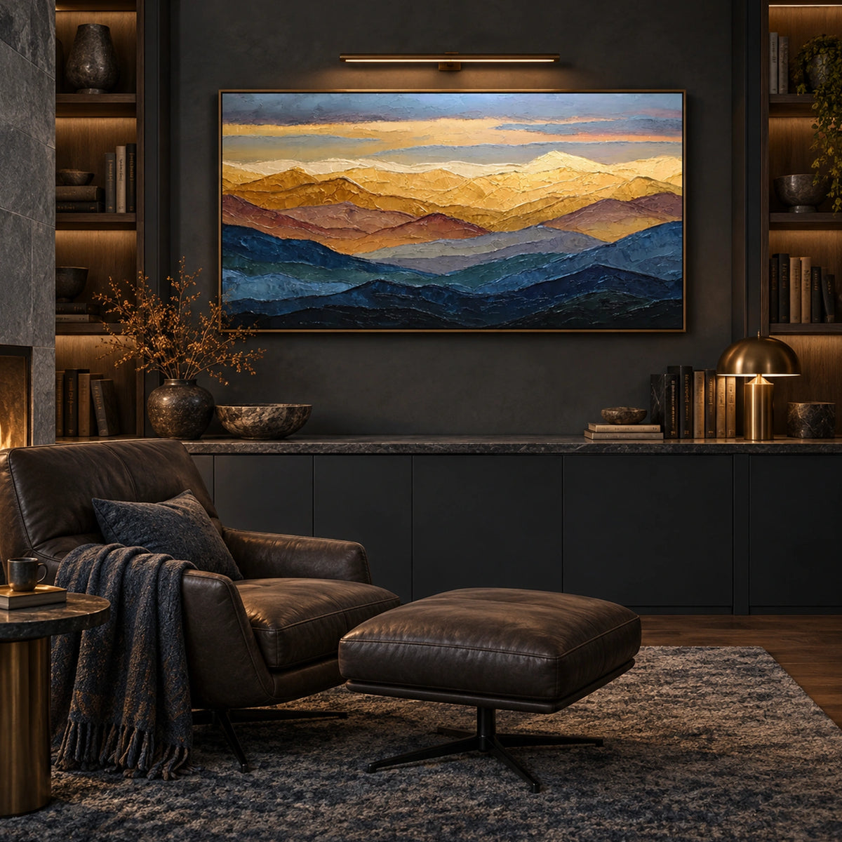 Abstract Mountain Textured Canvas Art #MO074