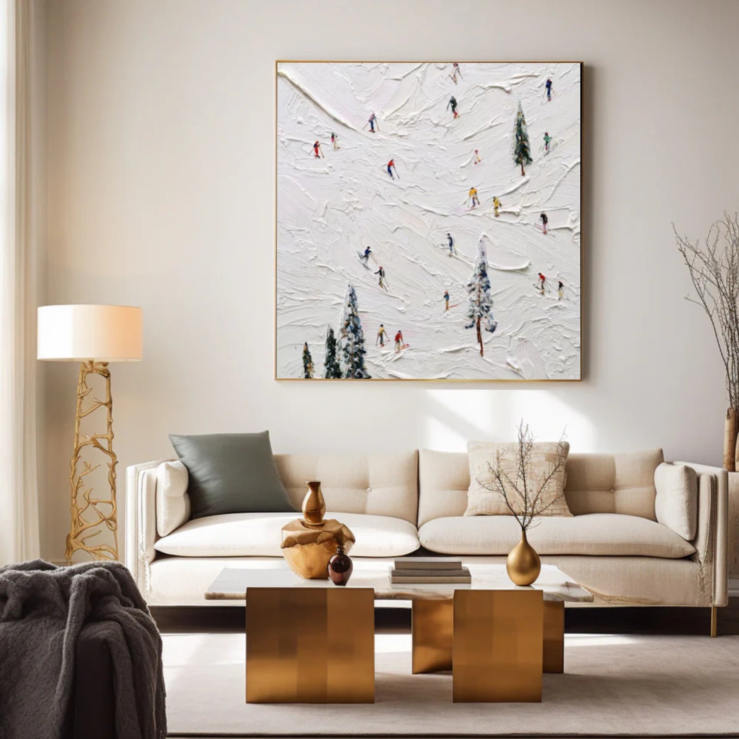 Skiing Sport Textured Wall Art #MS049