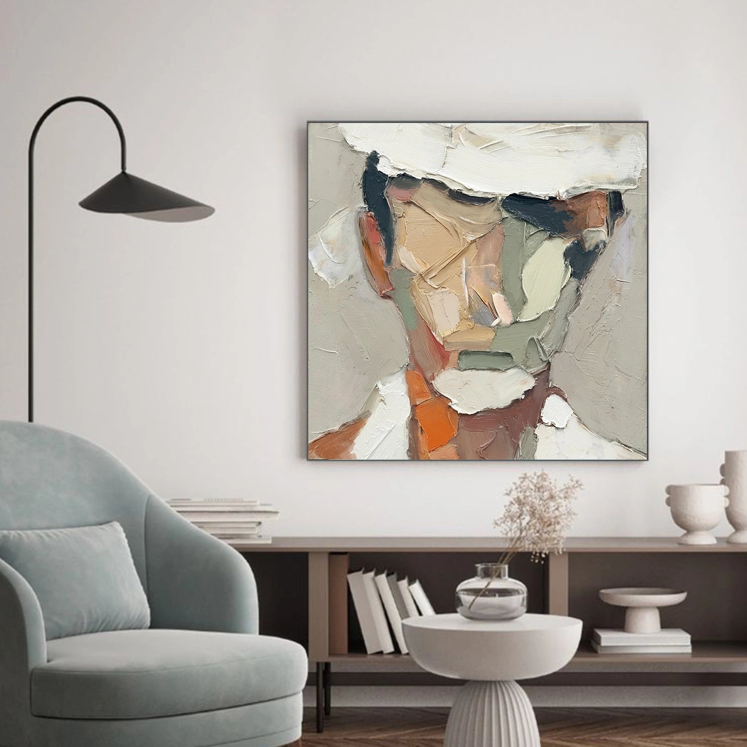 Abstract Portrait Textured Canvas Art #AE124